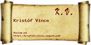 Kristóf Vince névjegykártya